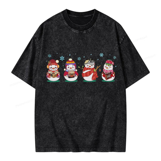 Snowman Book Fantasy Reading Unisex Washed T-shirt