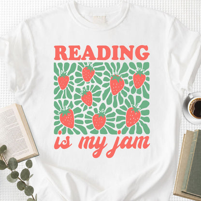 Reading Is My Jam Strawberry Unisex T-Shirt, Book Lover Gift