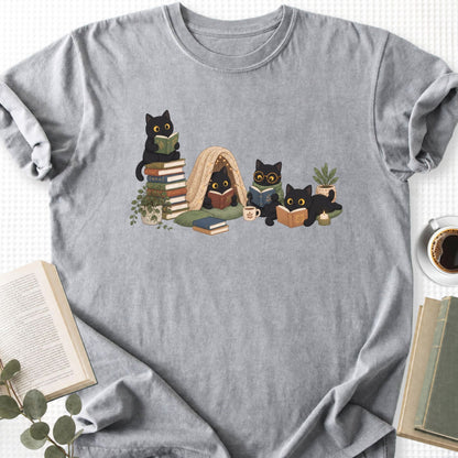 Black Cat Reading Unisex T-Shirt