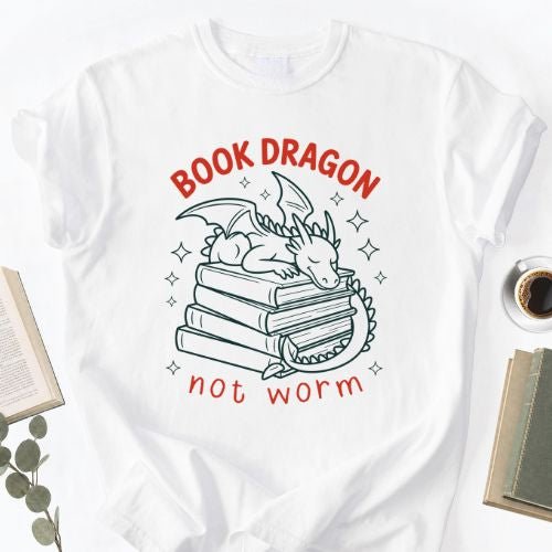 Book Dragon Not Worm Unisex T-Shirt, Funny Book Lover Gift for Readers