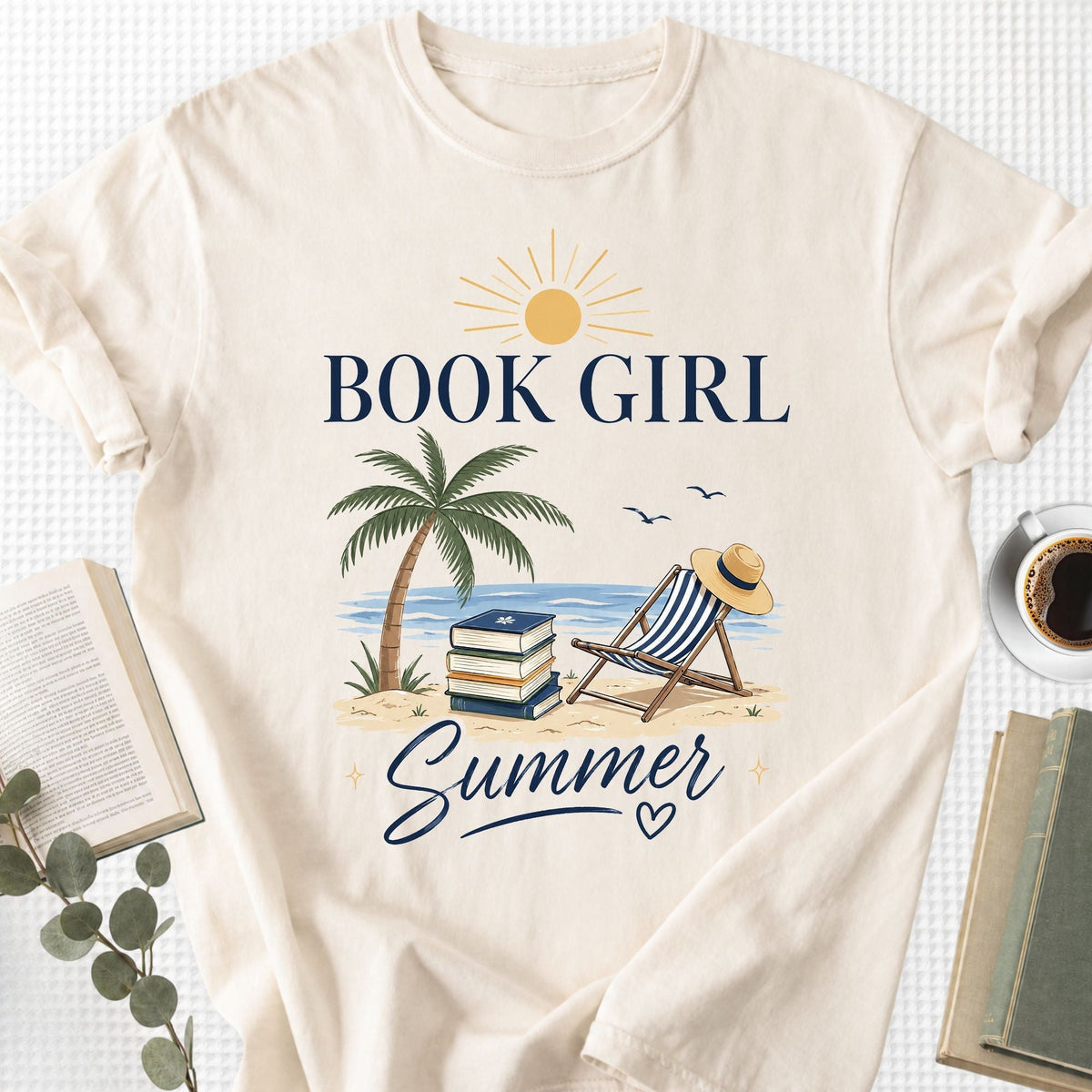 Book Girl Summer Beach Unisex T-Shirt