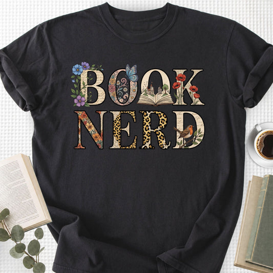 Book Nerd Floral Unisex T-Shirt, Bookworm Gift