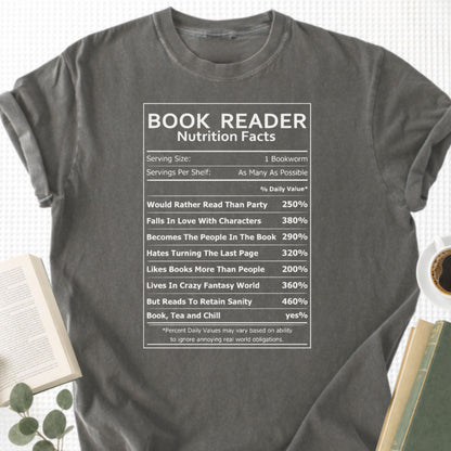 Book Reader Nutrition Facts Unisex T-Shirt