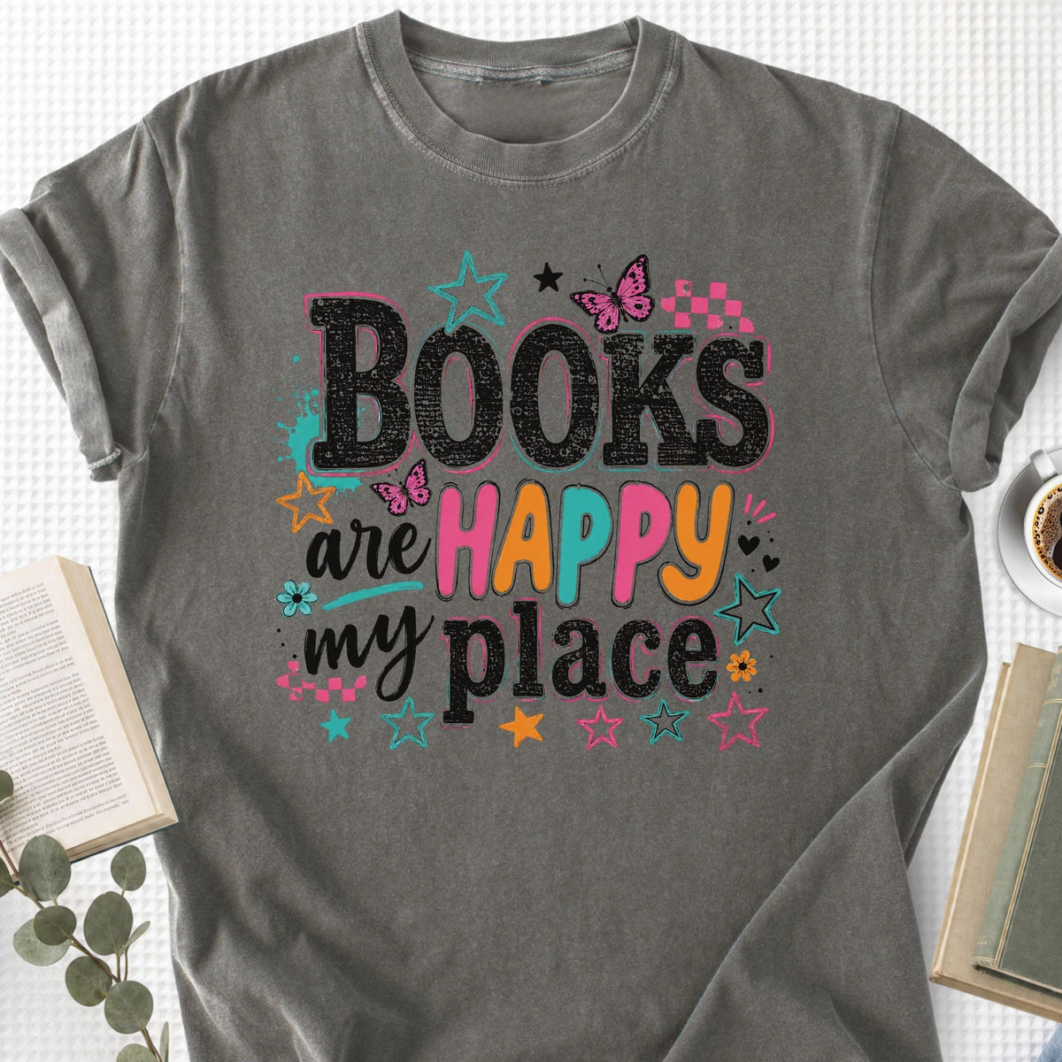 Books Are My Happy Place Retro Unisex T-Shirt
