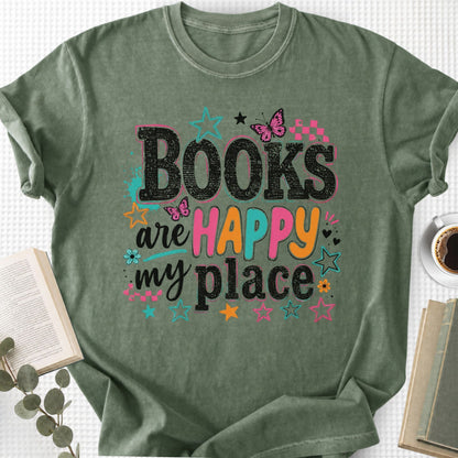 Books Are My Happy Place Retro Unisex T-Shirt
