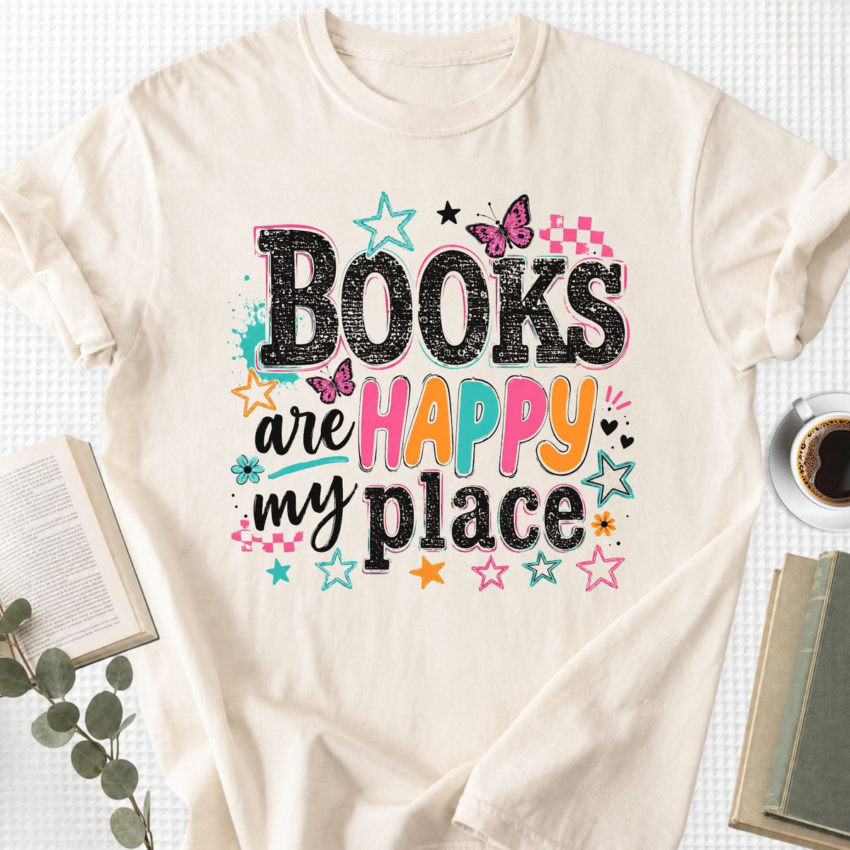 Books Are My Happy Place Retro Unisex T-Shirt