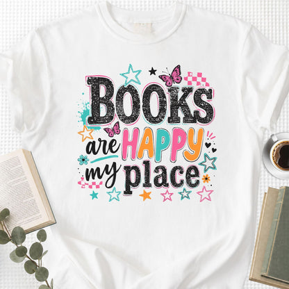 Books Are My Happy Place Retro Unisex T-Shirt