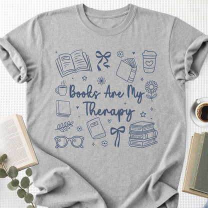 Books Are My Therapy Doodle Unisex T-Shirt