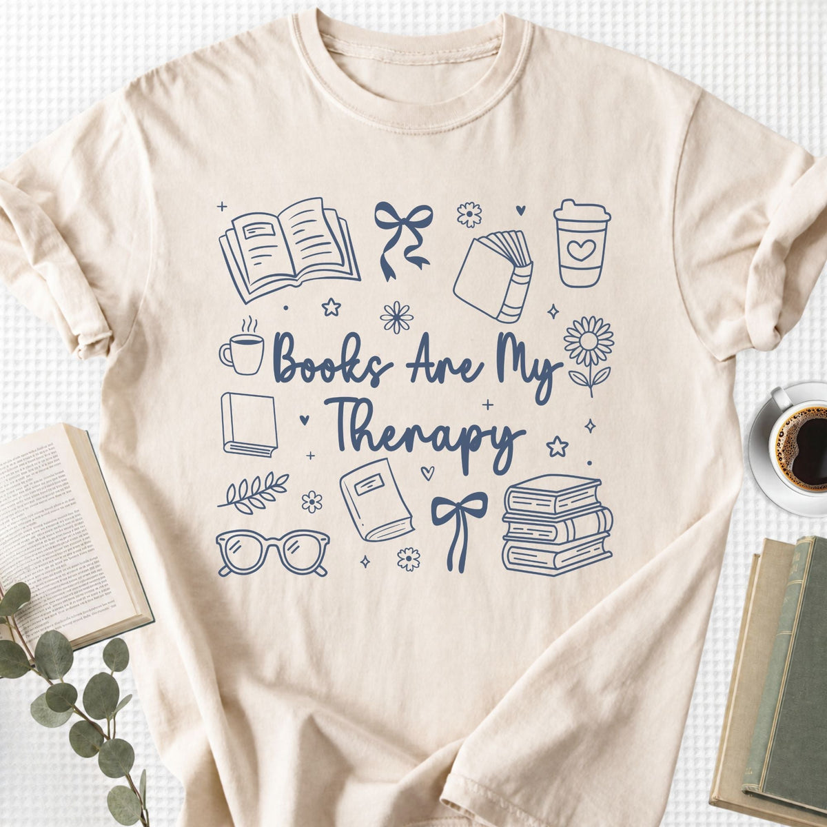 Books Are My Therapy Doodle Unisex T-Shirt
