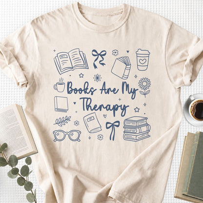 Books Are My Therapy Doodle Unisex T-Shirt