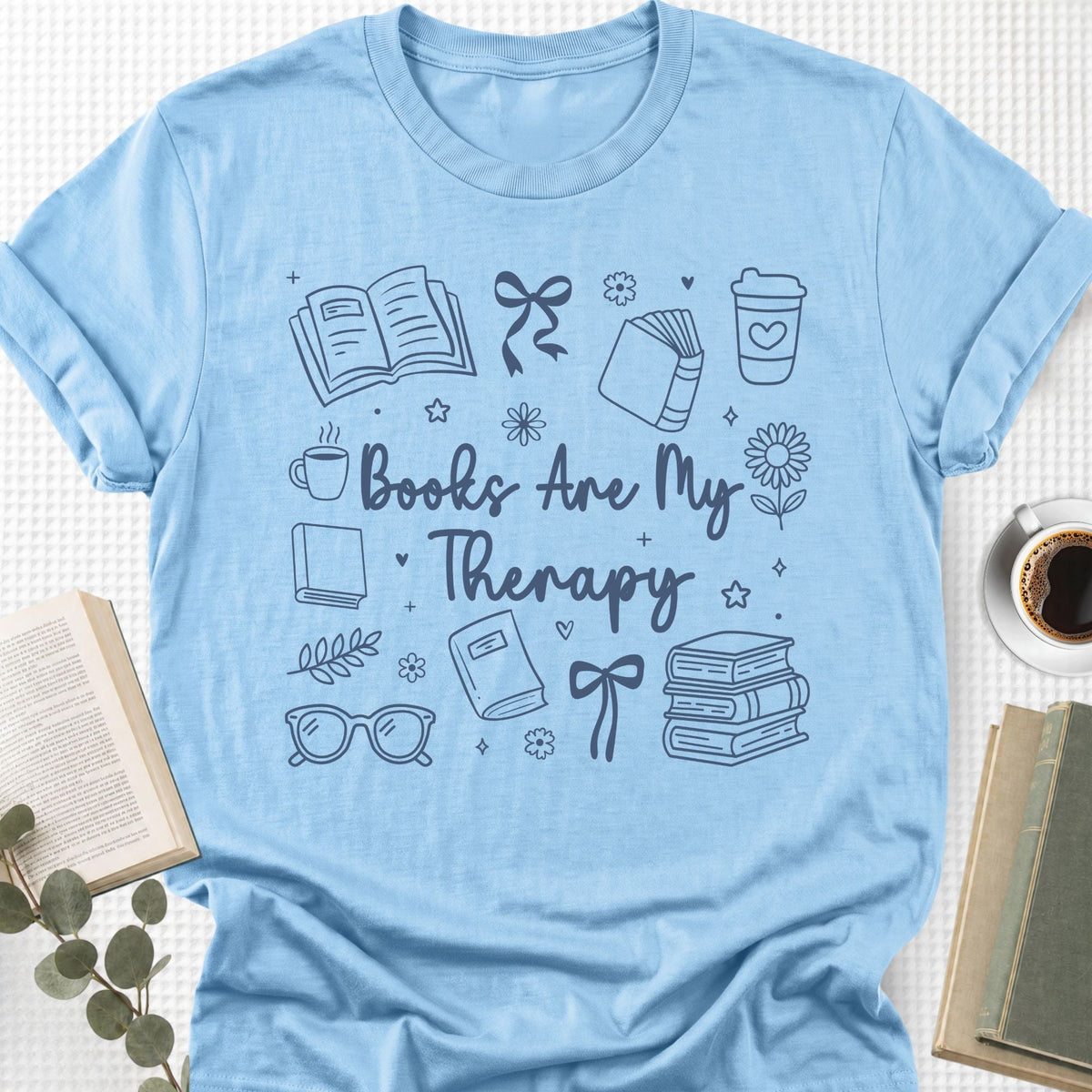 Books Are My Therapy Doodle Unisex T-Shirt