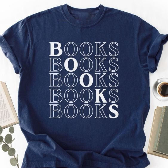 Books Stacked Retro Unisex T-Shirt, Book Lover Gift for Readers