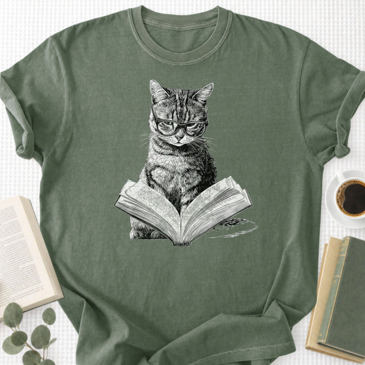 Cat Bookworm Reading Book Unisex T-Shirt