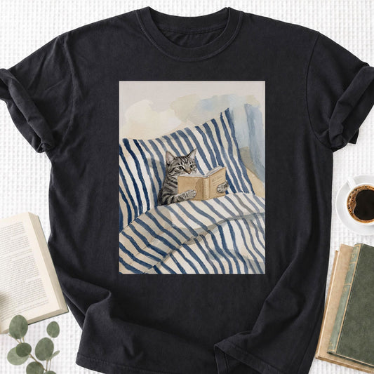 Cat Reading Book Unisex T-Shirt