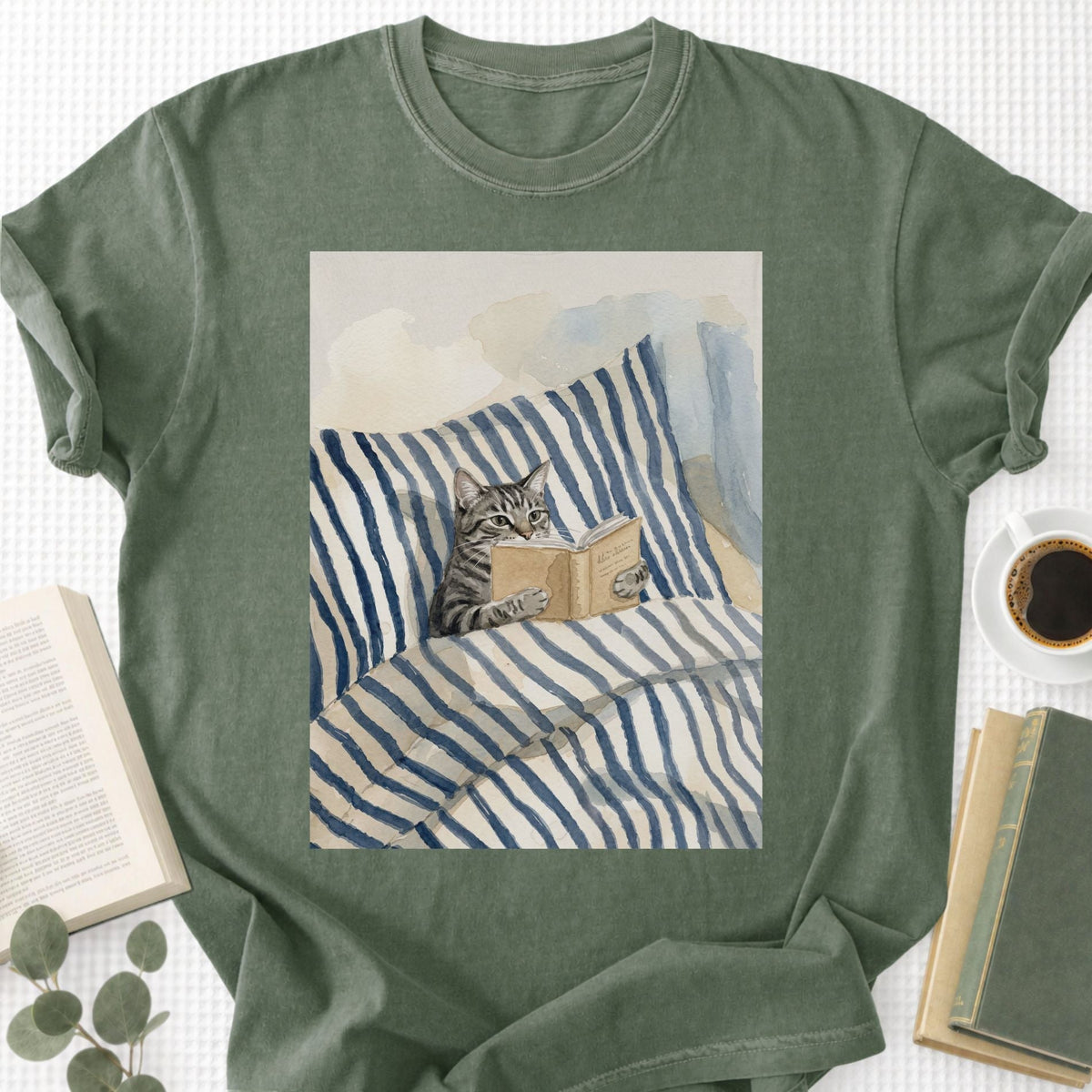 Cat Reading Book Unisex T-Shirt