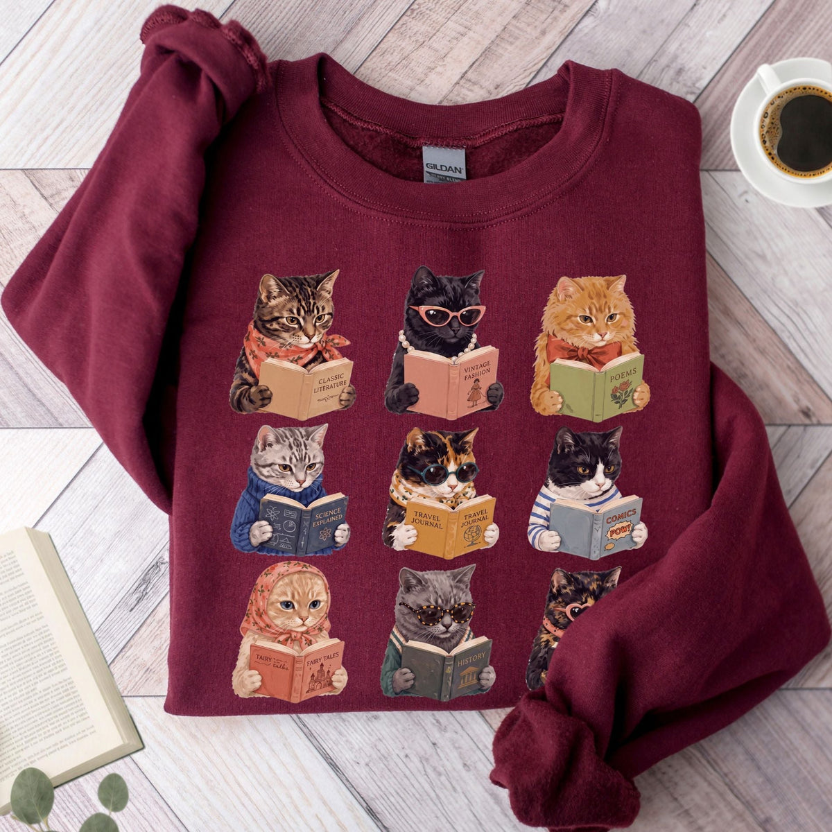 Cats Reading Unisex Sweatshirt