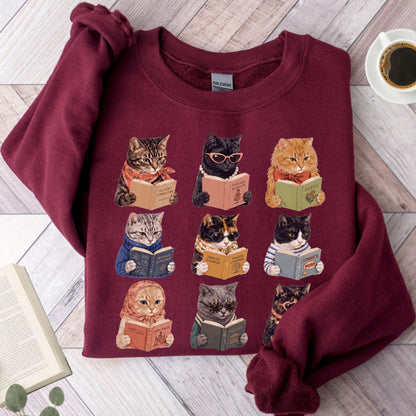 Cats Reading Unisex Sweatshirt