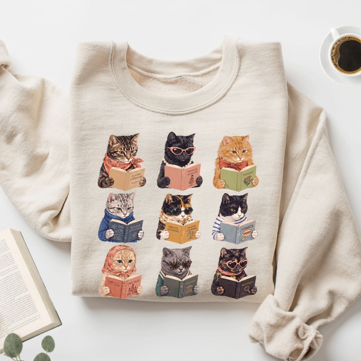 Cats Reading Unisex Sweatshirt