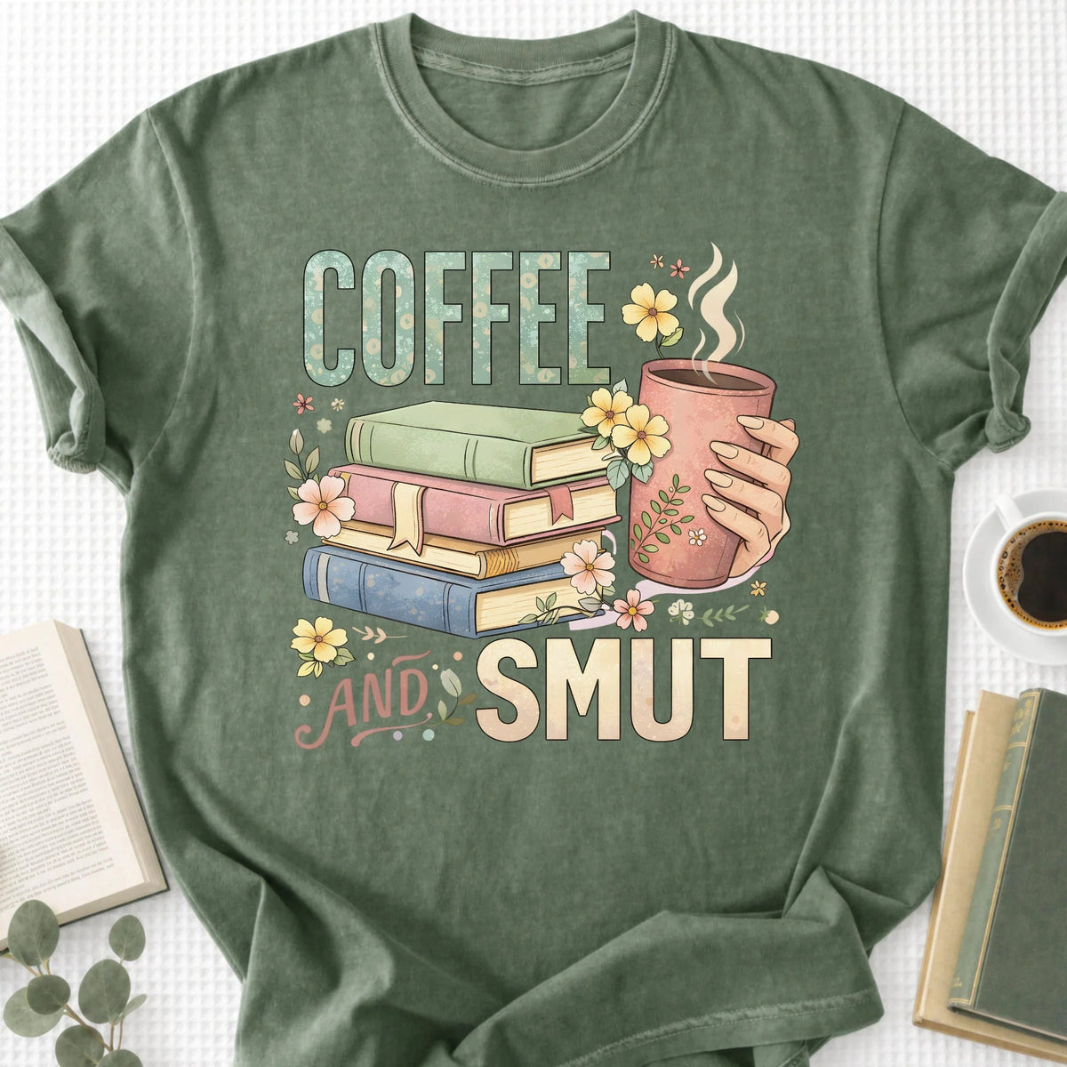 Coffee and Smut Floral Unisex T-Shirt