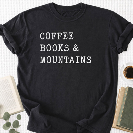 Coffee Books Mountains Unisex T-Shirt