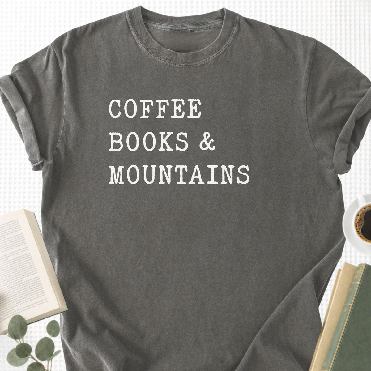 Coffee Books Mountains Unisex T-Shirt