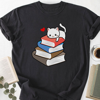 Cute Cat Books Kawaii Unisex T-Shirt