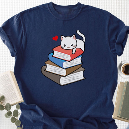 Cute Cat Books Kawaii Unisex T-Shirt