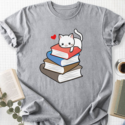 Cute Cat Books Kawaii Unisex T-Shirt
