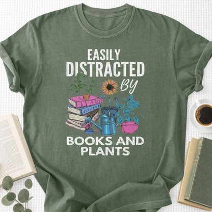 Easily Distracted By Books and Plants Unisex T-Shirt