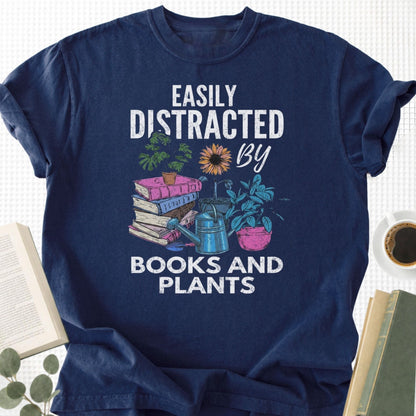 Easily Distracted By Books and Plants Unisex T-Shirt