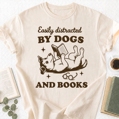 Easily Distracted by Dogs and Books Unisex T-Shirt
