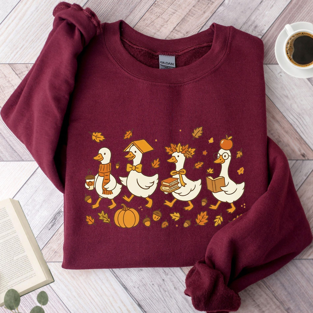 Fall Goose Autumn Reading Unisex Sweatshirt