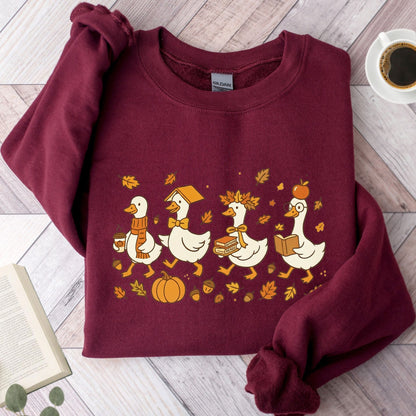 Fall Goose Autumn Reading Unisex Sweatshirt
