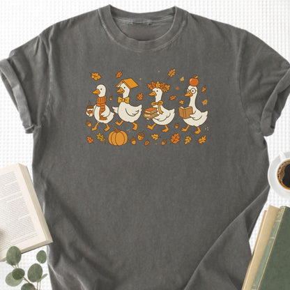 Fall Goose Autumn Reading Unisex T-Shirt