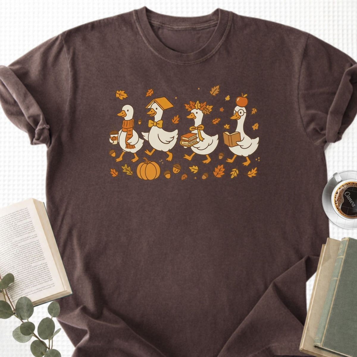 Fall Goose Autumn Reading Unisex T-Shirt