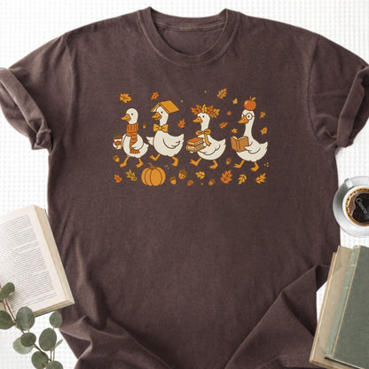 Fall Goose Autumn Reading Unisex T-Shirt