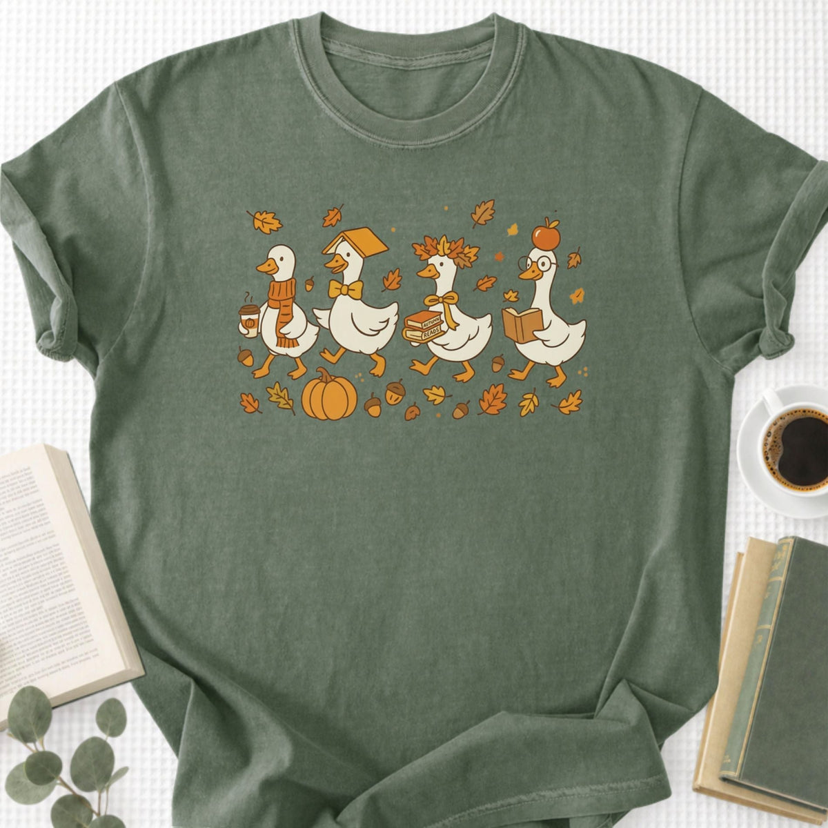 Fall Goose Autumn Reading Unisex T-Shirt