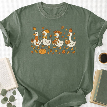 Fall Goose Autumn Reading Unisex T-Shirt