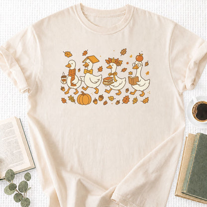 Fall Goose Autumn Reading Unisex T-Shirt