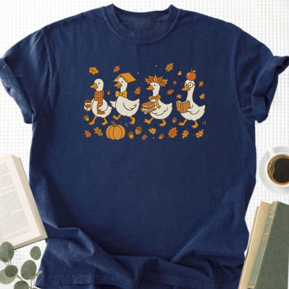 Fall Goose Autumn Reading Unisex T-Shirt