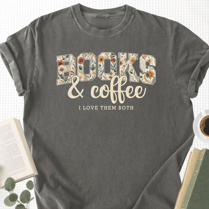 Floral Book & Coffee Unisex T-Shirt