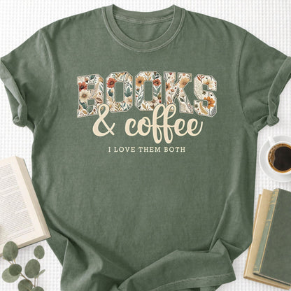 Floral Book & Coffee Unisex T-Shirt