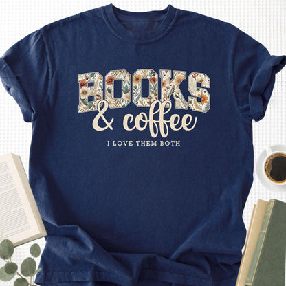 Floral Book & Coffee Unisex T-Shirt