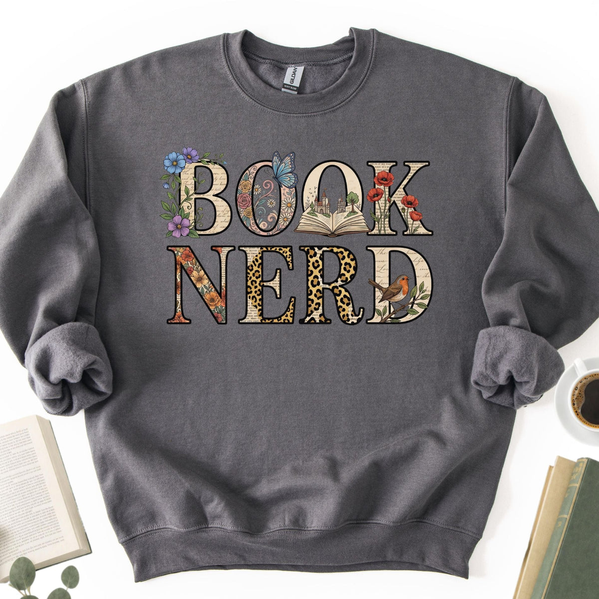 Floral Book Nerd Unisex Sweatshirt