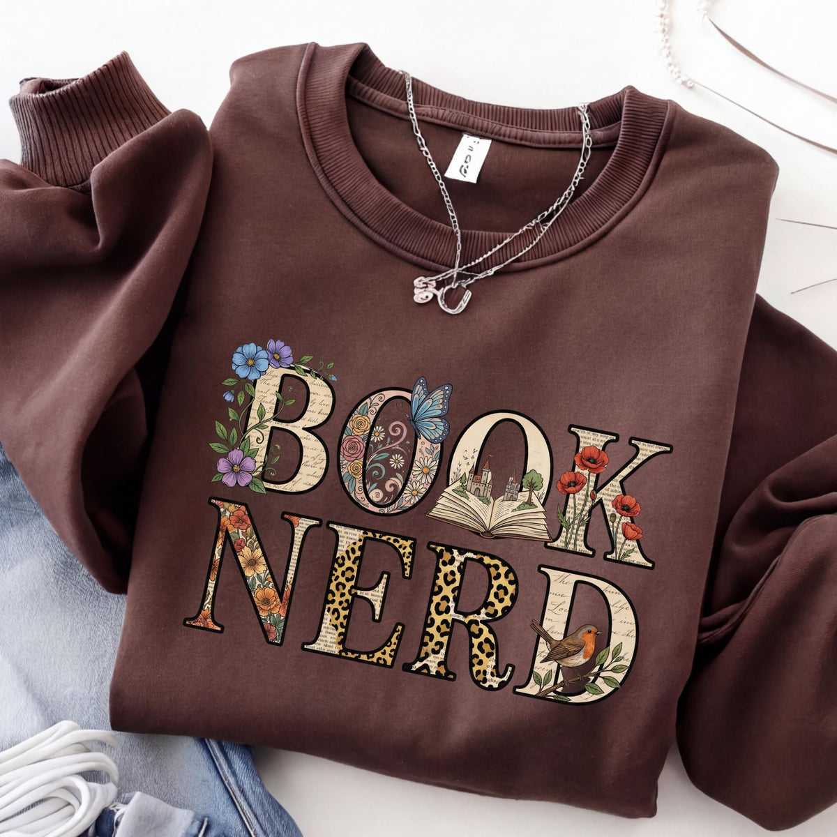Floral Book Nerd Unisex Sweatshirt
