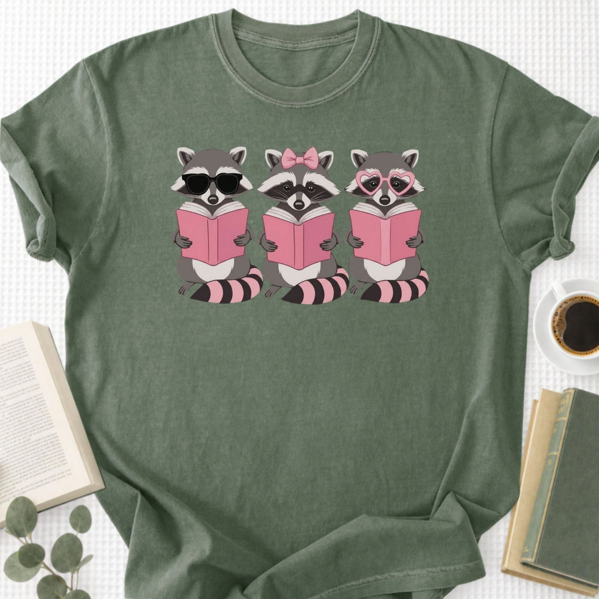 Girly Reading Raccoons Unisex T-Shirt