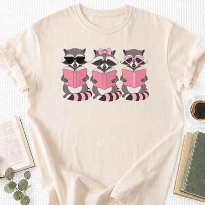 Girly Reading Raccoons Unisex T-Shirt