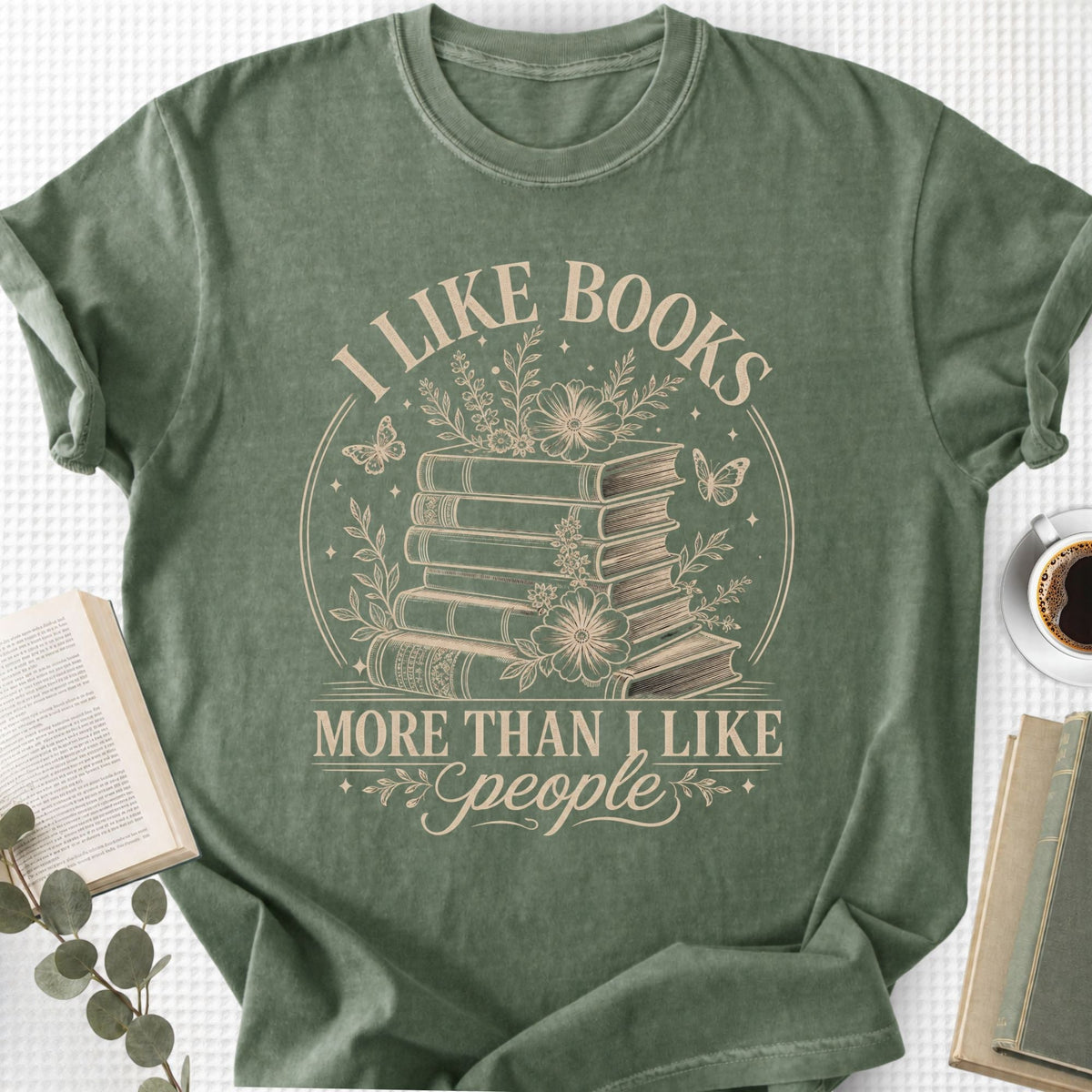 I Like Books More Than People Boho Unisex T-Shirt
