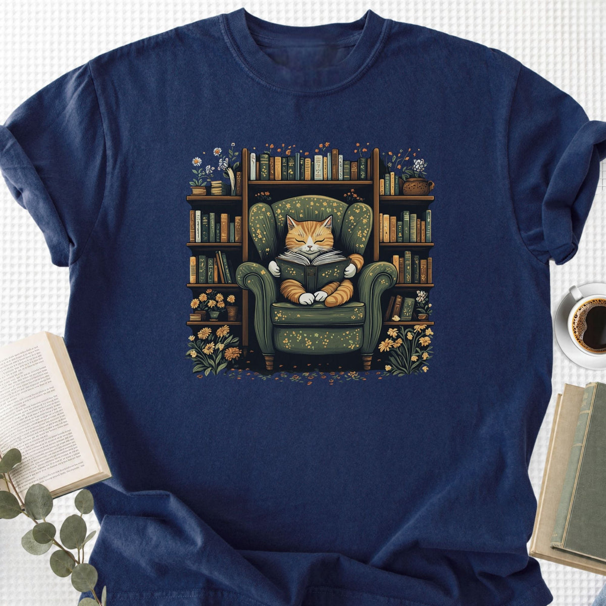 Library Cat Vintage Unisex T-Shirt