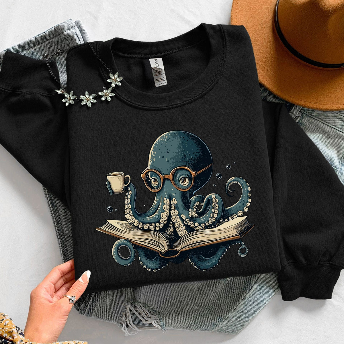 Octopus Reading Unisex Sweatshirt